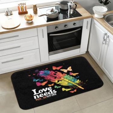 Imagem de Tapete de cozinha antiderrapante, lavável, antifadiga, macio, absorvente, tapete de cozinha, tapete de boas-vindas para cozinha, interior, entrada, pia, lavanderia, decoração de casa, autismo, cor