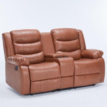 Imagem de Poltrona Sala de Cinema Reclinável Manual Hollywood 2 Lugares Baú Mass