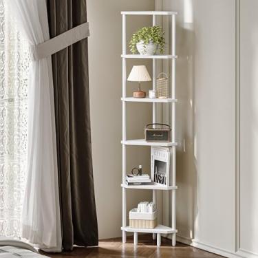 Imagem de IRCPEN Prateleira de canto de 6 camadas, prateleira de 167 cm de altura, suporte de prateleira estreita, estante de canto moderna, suporte de plantas, estante de canto para sala de estar, quarto