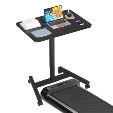 Imagem de Mesa de mesa ajustável para laptop de 71 cm de altura com rodas, suporte ajustável para laptop, mesa de café (preta)