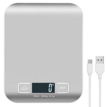 Imagem de Balança Digital Portátil Alta Precisão 10kg Recarregável Inox - KAPBOM