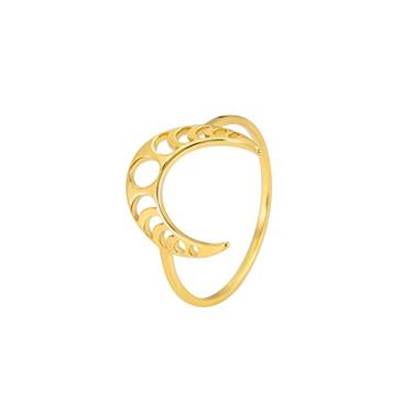 Imagem de TEAMER Anel de fase da lua, aço inoxidável, lua crescente, amuleto, amuleto, dedo, lua lunar, joia da sorte para mulheres, Aço inoxidável, desconhecido