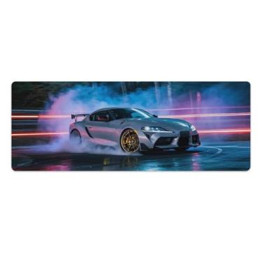 Imagem de HouLaiZhe Drifting JDM Car Sup Smoke Cool Large Gaming Mouse Pads Tapete de Mesa Base de Borracha Antiderrapante Laptop Acessórios de Computador Suprimentos Bloco de Escrita para Escritório Casa 30 x