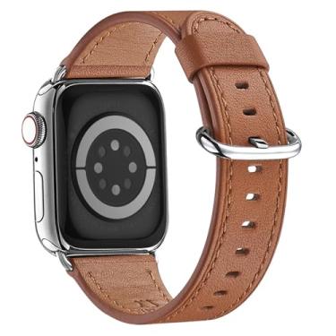 Imagem de WFEAGL Pulseira feminina de couro genuíno de grão superior para Apple Watch Ultra, SE, SE2 e séries 10, 9, 8, 7, 6, 5, 4, 3, 2 e 1 de 42 mm (série 3 2 1) de 44 mm, 45 mm, 46 mm e 49 mm
