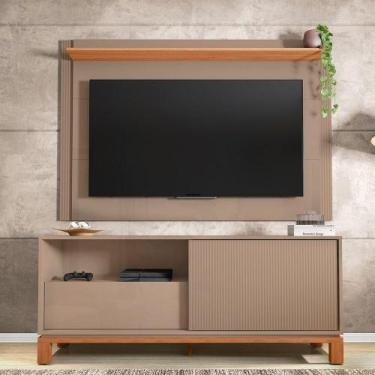 Imagem de Painel Tv 55 Pol 150cm Com Rack Bancada Para Sala Visari Marrom/freijó