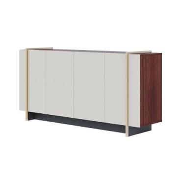 Imagem de Aparador Buffet 4 Portas Oliwia 160cm Sala Jantar Pé Dourado C04 - D'r