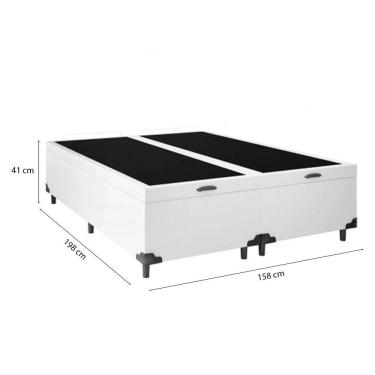 Imagem de Cama Box Baú Queen 158 Tecido Sintético Branco Com Colchão Alegro Bello Box Espuma D28 Cinza 58x158x198