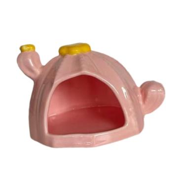 Imagem de Gralara Casinha de cerâmica para hamster, comedouro e recipiente para comida para esquilos anões, Rosa