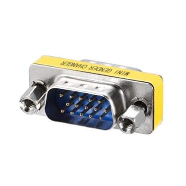 Imagem de uxcell DB15 VGA Gender Changer 15 pinos macho para macho conector adaptador mini trocador de gênero de 3 fileiras para aplicações seriais azul