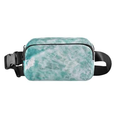 Imagem de CEBUGI Pochetes de caminhada para homens e mulheres, pochete azul resistente à água do mar moderna com cinto ajustável para treino, viagem, corrida