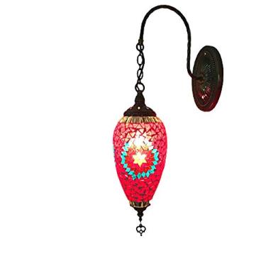 Imagem de Arandela de parede turca marroquina de 6 polegadas, estilo boêmio, feita à mão em mosaico de vidro, ideal para cabeceira, sala de estar, quarto, corredor, varanda, café ou bar, E14,A