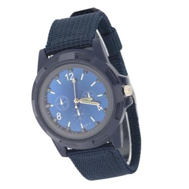 Imagem de Luqeeg Relógio de Pulso Analógico Eletrônico Redondo Com Pulseira de Nylon Durável para Militares Em Preto/prata/azul/verde exército/café (SWI azul)