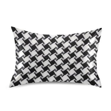 Imagem de Fronhas Bonito Bold Houndstooth Preto Branco King Queen Almofadas Padrão Chinelos Cetim Refrescante Capa de Cama Desenho King Size 101,6 cm x 50,8 cm