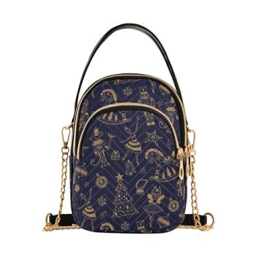 Imagem de Bolachas de Natal, bengalas de doce, bolsas de ombro antirroubo, bolsas femininas para uso diário, Quebra-nozes de Natal dourado fofo, 15*21*8cm