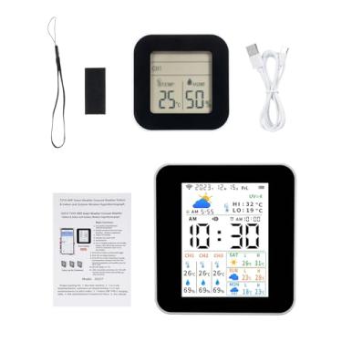 Imagem de Mingzhe Termômetro Interno Externo, Estação Meteorológica Sem Fio Com 3 Sensores, Medidor de Temperatura e Umidade, Monitor de Previsão Em Tempo Real Com Suporte para Despertador, Data e (1 sensor)