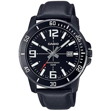 Imagem de Casio Relógio masculino - MTP-VD01BL-1BVUDF mostrador preto, pulseira preta, Preto/branco, alça
