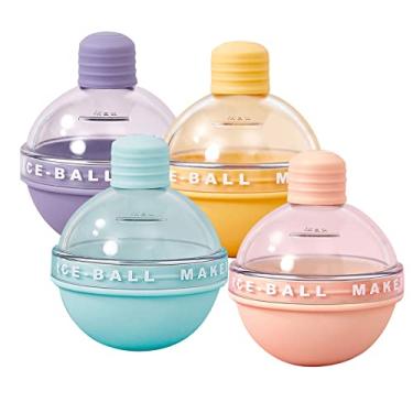 Imagem de 4 peças de Silicone Fabrica Gelo em Forma Lâmpada Fofa para Cocktails Whiskey Nível Água Visível com Tampa Transparente AS Fácil Retirar Base Macia Grande Bebidas Frias Longa Duração