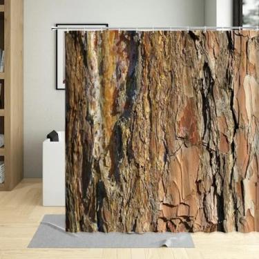 Imagem de Cortinas de banheiro rural com estampa de closeup de raiz de tronco de casca de madeira vintage decoração rural tecido impermeável ganchos de cortina de chuveiro 180 x 200 cm/L x A cortina de chuveiro