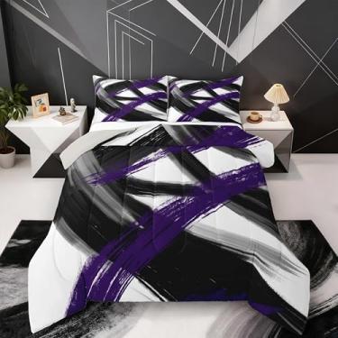 Imagem de Feelyou Conjunto de edredom geométrico abstrato para meninos e meninas, moderno, minimalista, decoração de quarto, respirável, microfibra macia, todas as estações, 3 peças com 2 fronhas