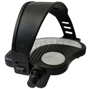 Imagem de YBEKI Pedais de bicicleta ergométrica profissional com alças ajustáveis – eixo de 9/40.6 cm e 1/5.1 cm para bicicletas Peloton/Schwinn/Spin internas | Correias de plástico PP resistente e PVC +