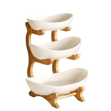 Imagem de Pratos de Madeira para Cozinha e Mesa – Bandejas Divisórias para Bolo e Doce, Pratos Fruteira com Pisos, Ideal para Servir e Decorar (3 andares)