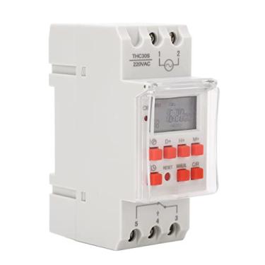 Imagem de Interruptor de Timer Digital Programável com Cronometragem 1 Segundo 168 Horas 20 Ciclos On Off Display LCD Controle Real para Eletrodomésticos AC 220
