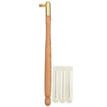 Imagem de HEEPDD Crochê Com Miçangas para Bordado, Alça Ergonômica Antiderrapante Com 3 Agulhas de Diâmetro Diferente, para Artesanato Feito à Mão Com Miçangas de (agulha de bordado francês de madeira)