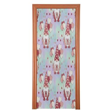 Imagem de ATTX Valentine Gnomos Capa para porta da frente - Tecido elástico lavável decoração de férias para festas, casa, decoração de porta da frente, 91 x 98 pol. (7)