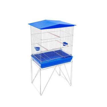 Imagem de Viveiro Dobrável Azul Médio para Calopsitas, Agapornis e Aves com Band