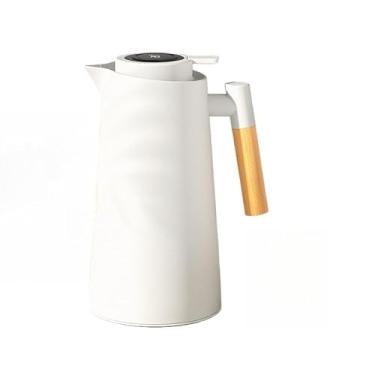 Imagem de Garrafa Térmica Termômetro Para Chás Café Design Moderno(Branco,1000ML/1L)