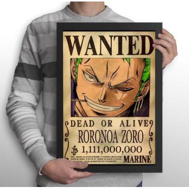 Imagem de Quadro Procura-se Roronoa Zoro - One Piece (Tamanho A3) - Shimai