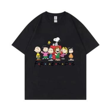 Imagem de Camiseta De Algodão Feminina E Masculina De Verão Snoopy Friends Carto