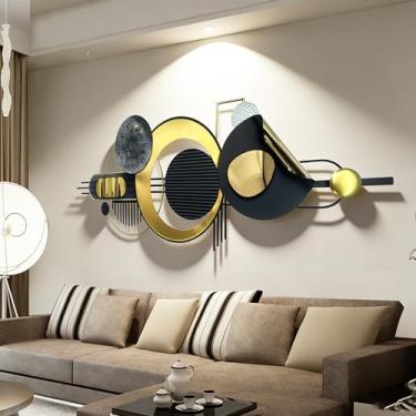 Imagem de ERMOFAV Arte de parede de metal, decoração de parede abstrata, decoração de parede de metal preto e branco, grande 59 × 22 em decoração moderna de esculturas de parede de metal para casa, sala de
