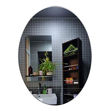 Imagem de U5GAAALPPQ9 Espelho de parede oval HD espelho de maquiagem montado na parede sem espelho de vaidade espelho de barbear para sala de estar, quarto ou banheiro, espelho de avião