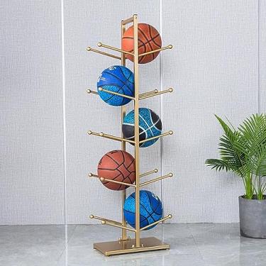 Imagem de ZDJZMGZ Suporte de basquete para armazenamento de bola, vertical, horizontal, organizador de armazenamento vertical para academia, escola, D-5 camadas