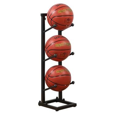 Imagem de ZDJZMGZ Suporte de bola de exercício de academia comercial 3/4/5 níveis rack de armazenamento de bolas esportivas, suporte organizador de bola de basquete vertical compacto para garagem, para escola