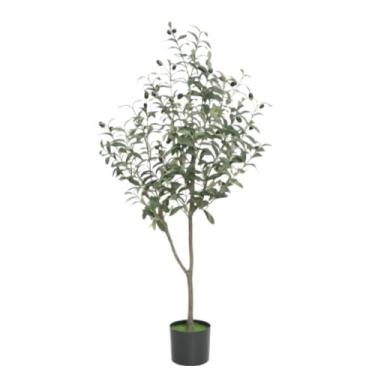 Imagem de Plantas falsas, planta artificial, oliveira, artificial, com folhas realistas, planta falsa para sala de estar, quarto, varanda, canto, plantas artificiais para ambientes internos e externos, A-120 cm