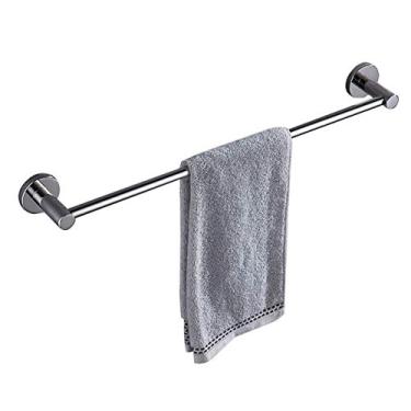 Imagem de LUCEAE Toalheiro único de banho - trilho de barra de toalha - suporte de armazenamento de toalha de banheiro, acabamento polido, montado na parede, prata/120 cm