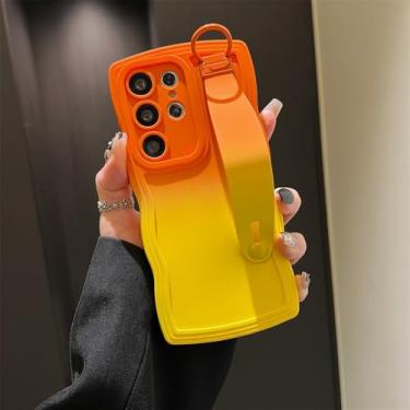 Imagem de Pulseira flexível com design ondulado para Samsung S25 S24 Ultra S23 FE S22 Plus S21 A56 A55 A54 A53 A52 A51 A50 A05S, laranja e amarelo, para Samsung S22 Plus