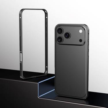 Imagem de Capa de luxo com estrutura rígida de metal para iPhone 17 Air 16 15 14 13 12 Pro Max Plus, com acabamento fosco, trava de segurança e borda reforçada (para iPhone 12 Pro/Preto)