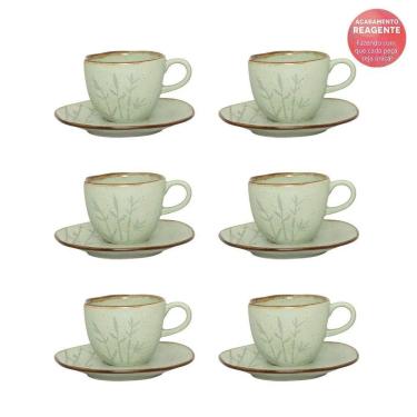 Imagem de Conjunto De Xícara De Chá Com Pires 06 Peças Ryo Bambu Oxford