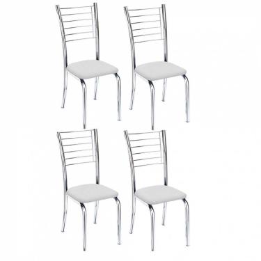 Imagem de Kit 4 Cadeiras Iara Cromada Para Cozinha Branco