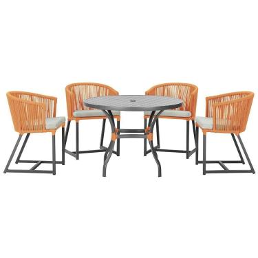 Imagem de Mesa Com 4 Cadeiras E Noronha Estofado 3 Trama Original Terra Cota