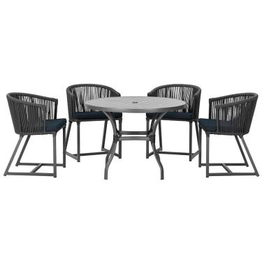 Imagem de Mesa Com 4 Cadeiras E Noronha Estofado 12 Trama Original Preto