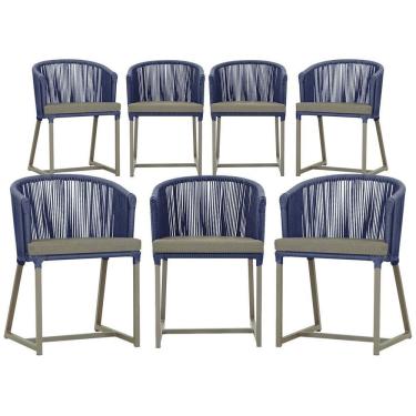 Imagem de 7 Cadeiras De Jantar área Noronha Fendi E8 Trama  Azul