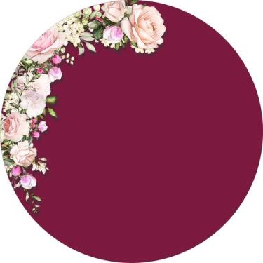 Imagem de Painel de Lona Redondo Flores Mistas Marsala - Fabrika De festa, 180x1
