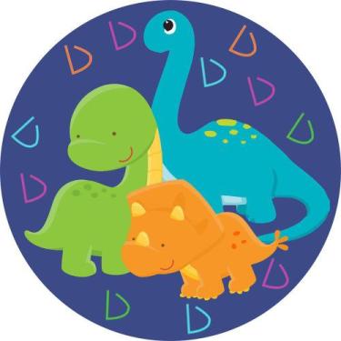 Imagem de Painel de Tecido Sublimado Redondo Dinossauros Cute Neon C/Elástico - 