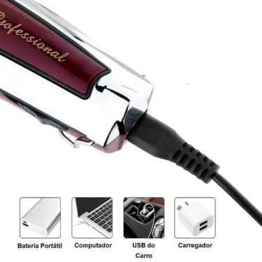 Imagem de Kit Kemei Para Corte Profissional Com Led