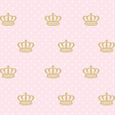 Imagem de Papel De Parede Poa Roca E Coroa Dourado Adesivo Sala Quarto