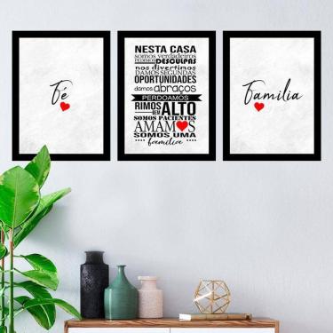Imagem de Kit 3 Quadros Decorativos 27X36 Nesta Casa Somos Verdadeiros